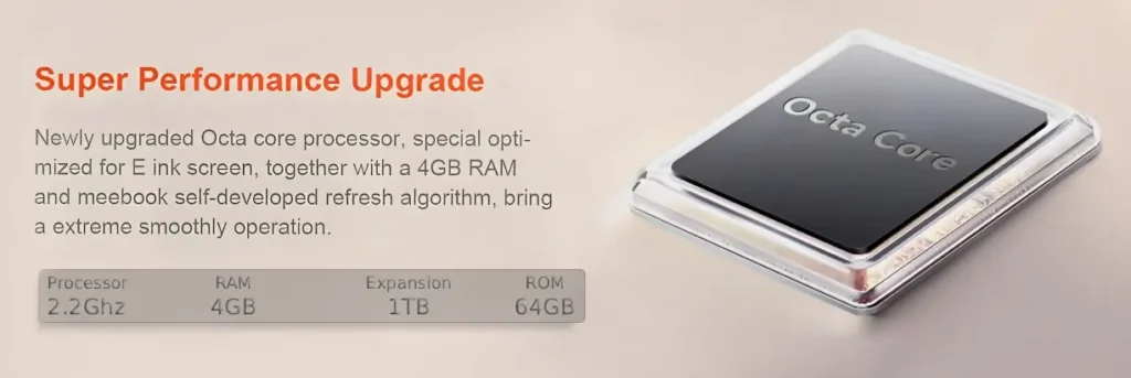 Meebook M8 E-Reader Performance and Storage