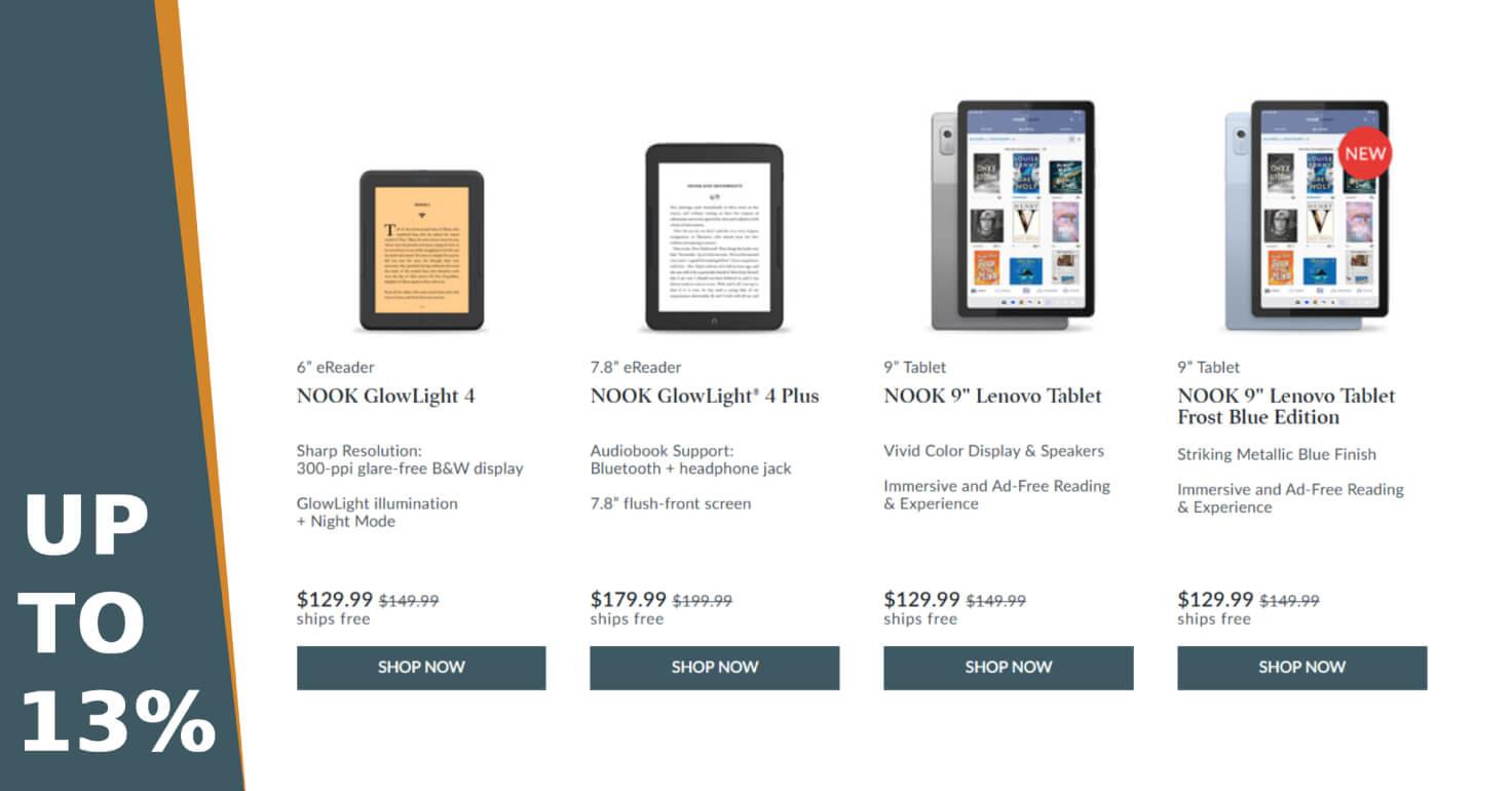 Nook e-readers sale