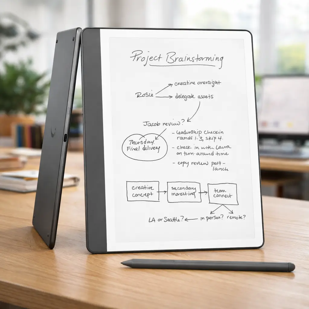 Kindle Scribe 2 e-ink tablet for students taking notes and reading textbooks
