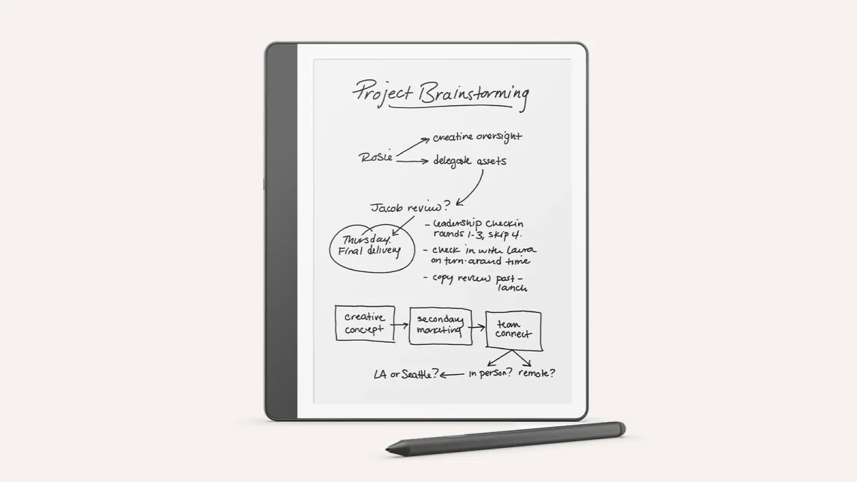Kindle Scribe e-reader with pen for notes and PDFs